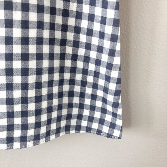 Theory blue checkered gingham blouse small - Picture 6 of 16